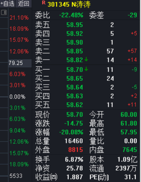 涛涛车业上市首日破发